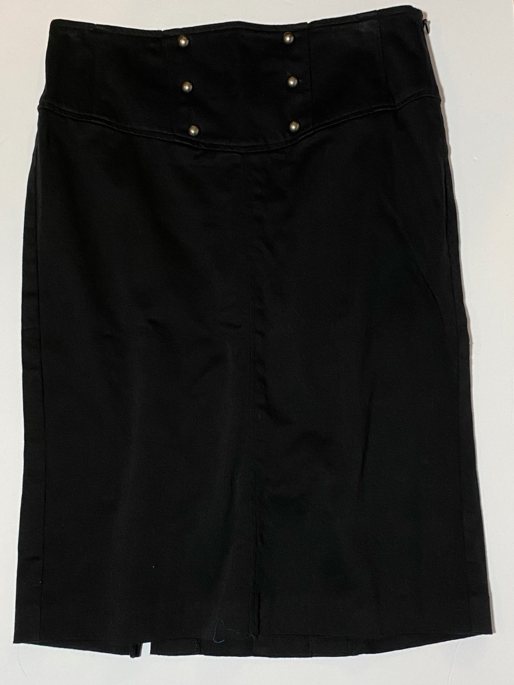 Black Rampage Skirt Midi size 3 Side Zipper Pencil Straight Button detail